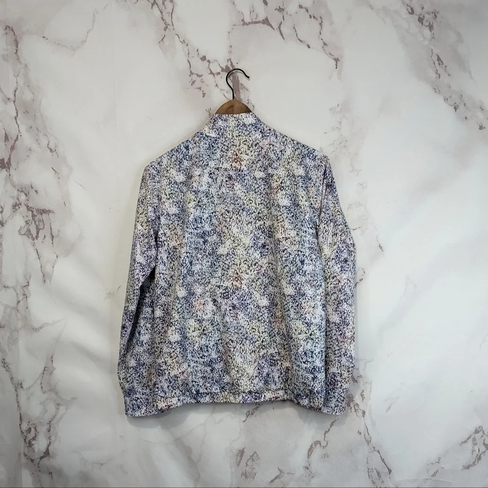 Athleta Girl Jacket XL 14 Full Zip Ice Storm Pattern Abstract Blue Jersey 1183